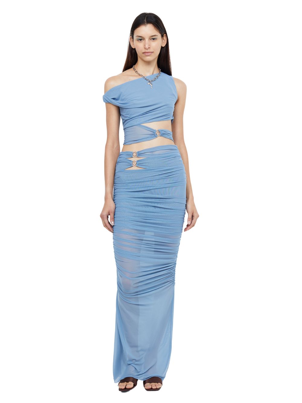 Whorl Asym Maxi Dress (Meridian Blue)