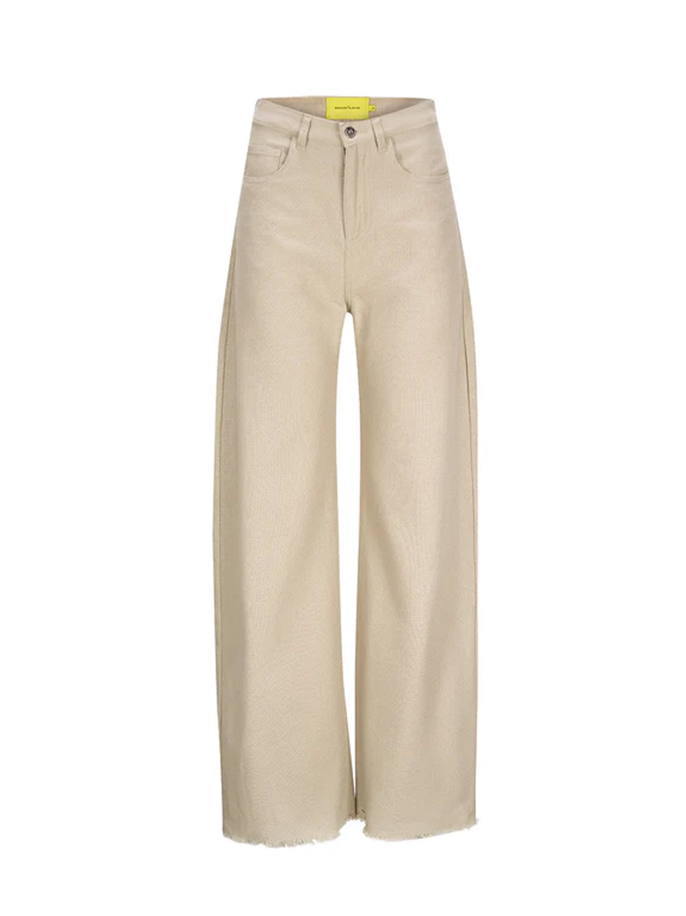 Woven Cotton Boyfriend Style Trousers Beige