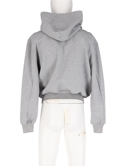 Asym Double-Tuck Hoodie Zip Melange Grey