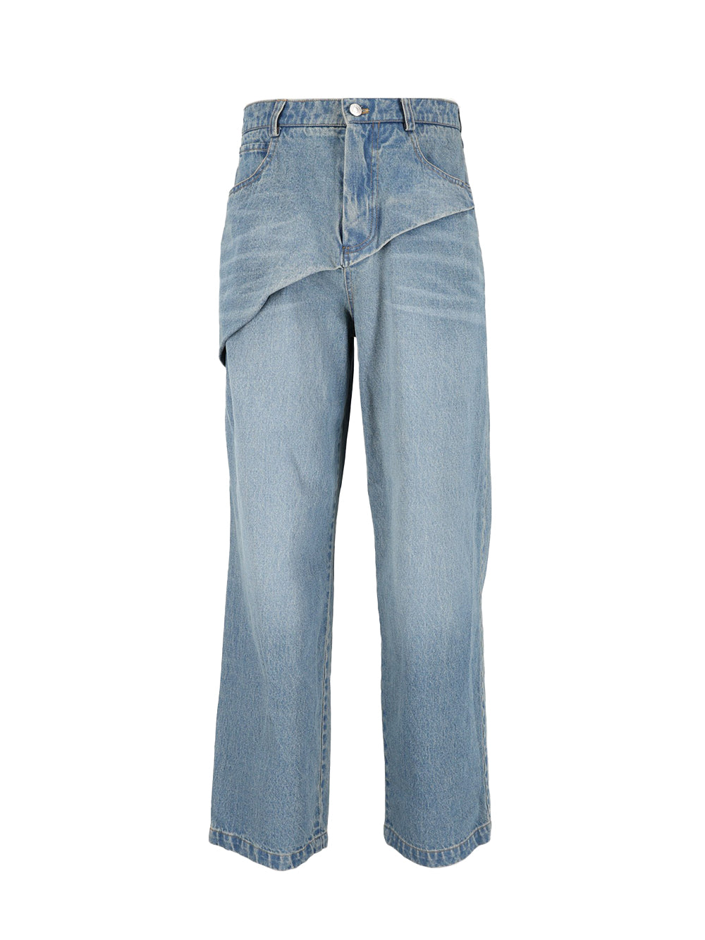 Diagonal Drape Jeans Blue