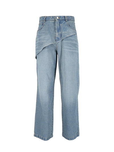 Diagonal Drape Jeans Blue