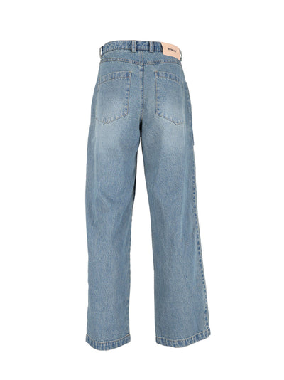 Diagonal Drape Jeans Blue