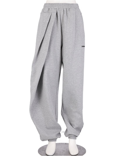 Two-Tuck Training Pants Melange Grey