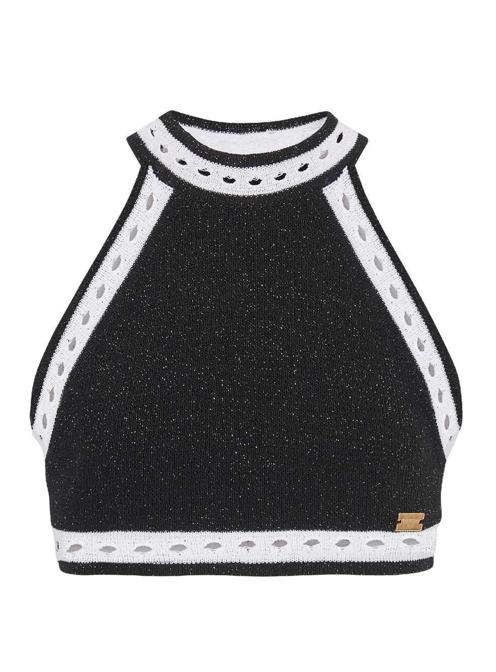 Cropped Sleeveless Top Black/silver