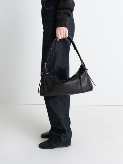 Belted Baguette Bag (Dark Chocolate)