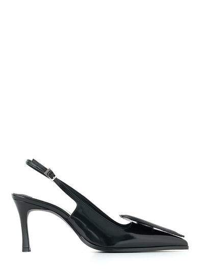 Heart Slingback Heels Black