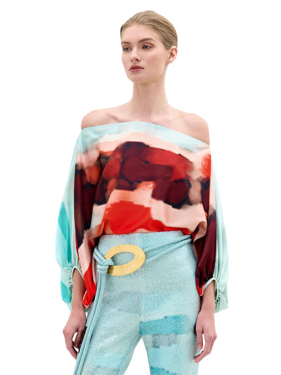 Bellagio Blouse Aqua Watercolor