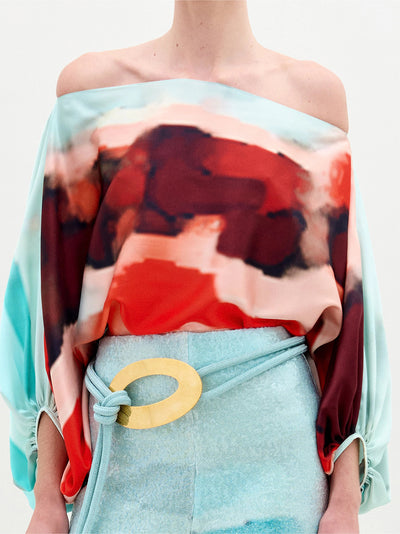 Bellagio Blouse Aqua Watercolor