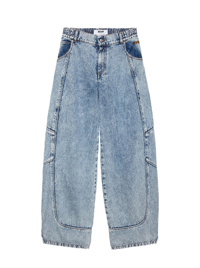 Baggy Trousers in Faded Denim (Blue)