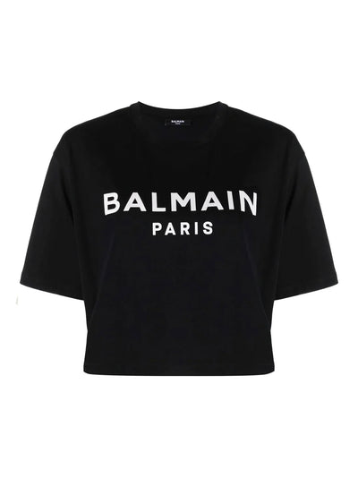 Balmain Cropped Short-Sleeve T-Shirt (Black)