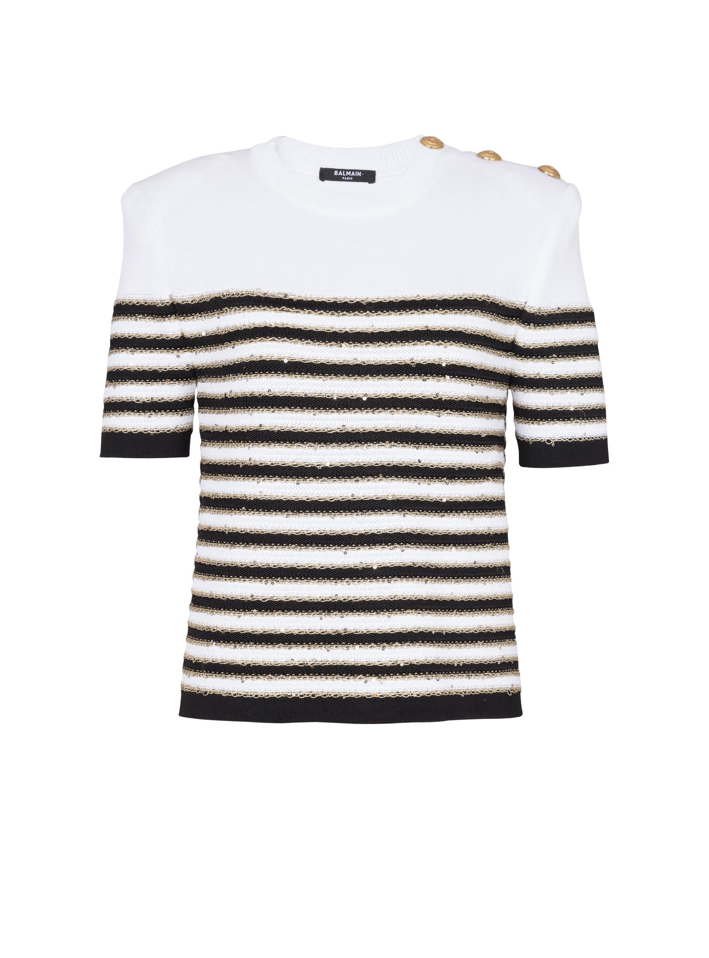 Balmain Striped Knit Top (White)