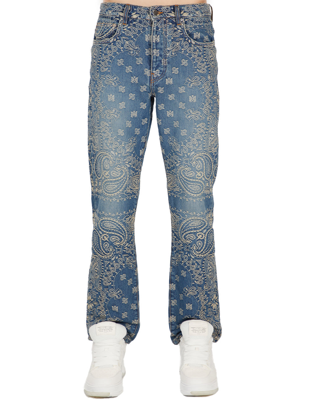 Bandana Jacquard Straight Jeans (Dark Indigo)