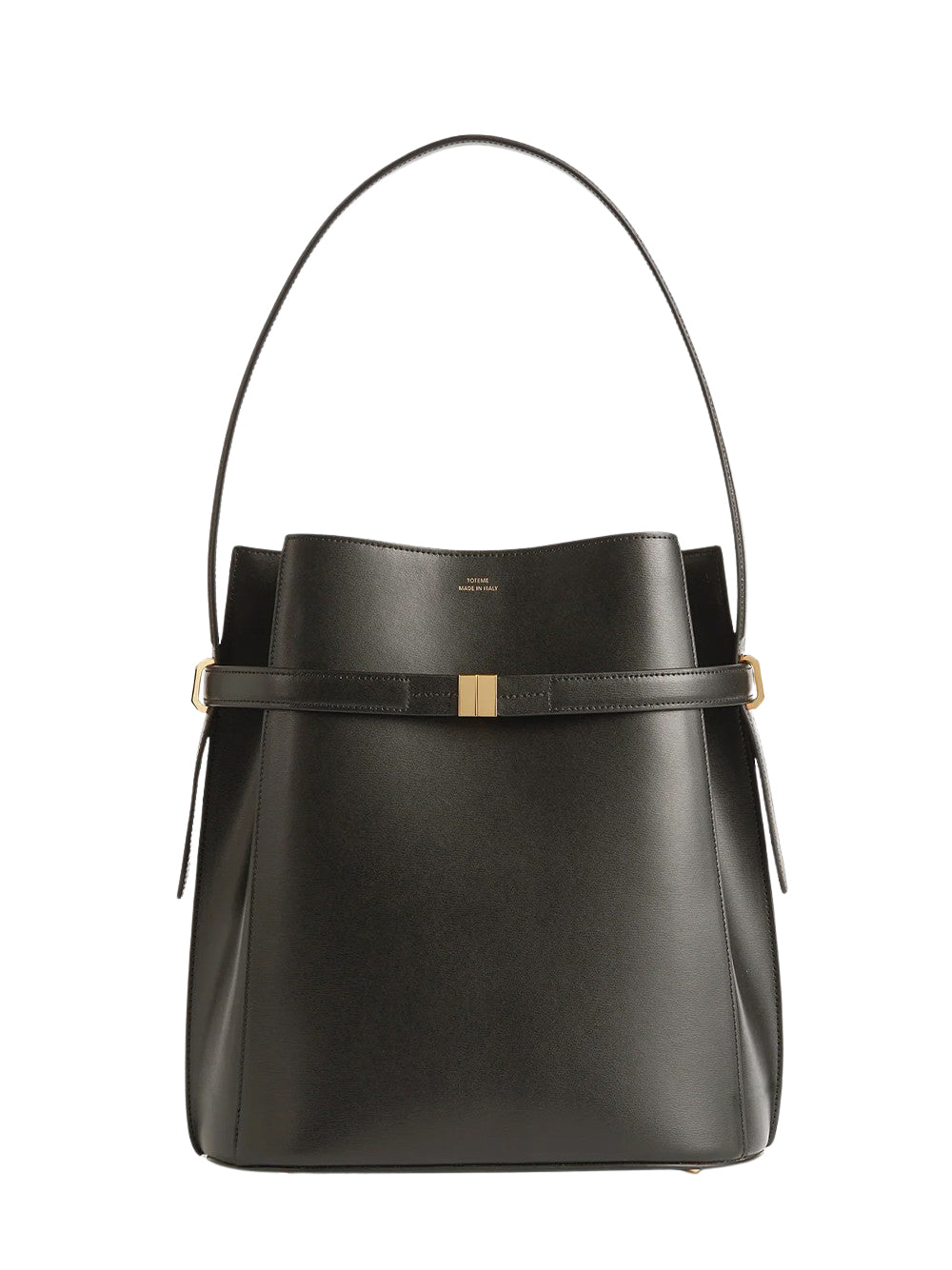 Belted Leather Bucket Bag (Bark)
