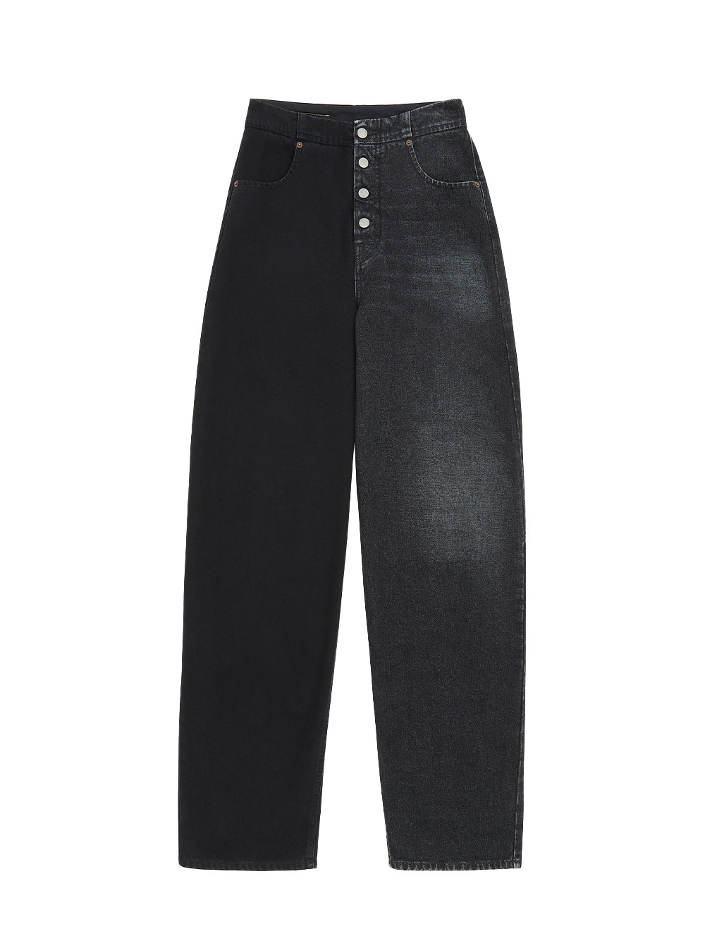 Bicolor Straight Denim Jeans (Black/Grey)