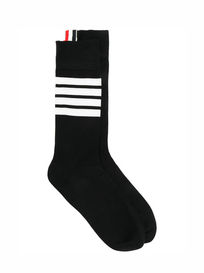 Mid-calf Cotton 4-Bar Socks (Black)