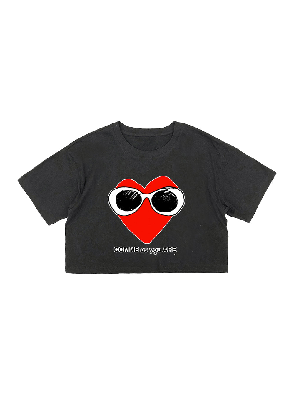 Comme Col Cropped T-Shirt (Black)