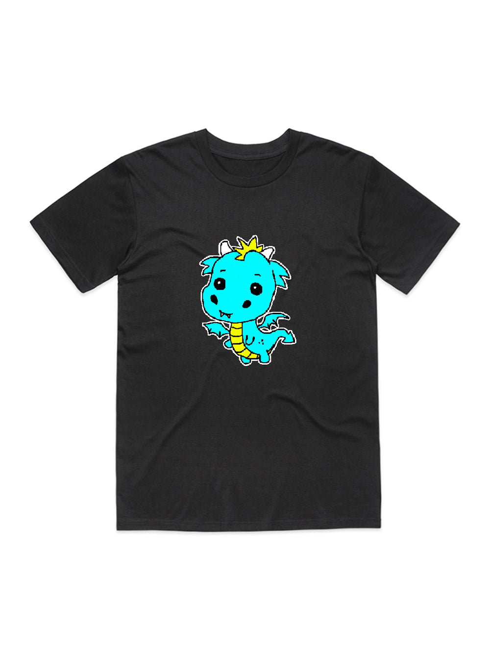 Kawaii Dragon Blue T-Shirt (Black)