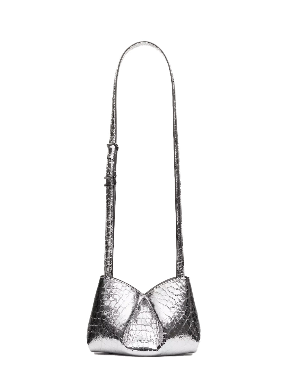 Bloom Small Metallic Leather Crossbody Bag (Silver)