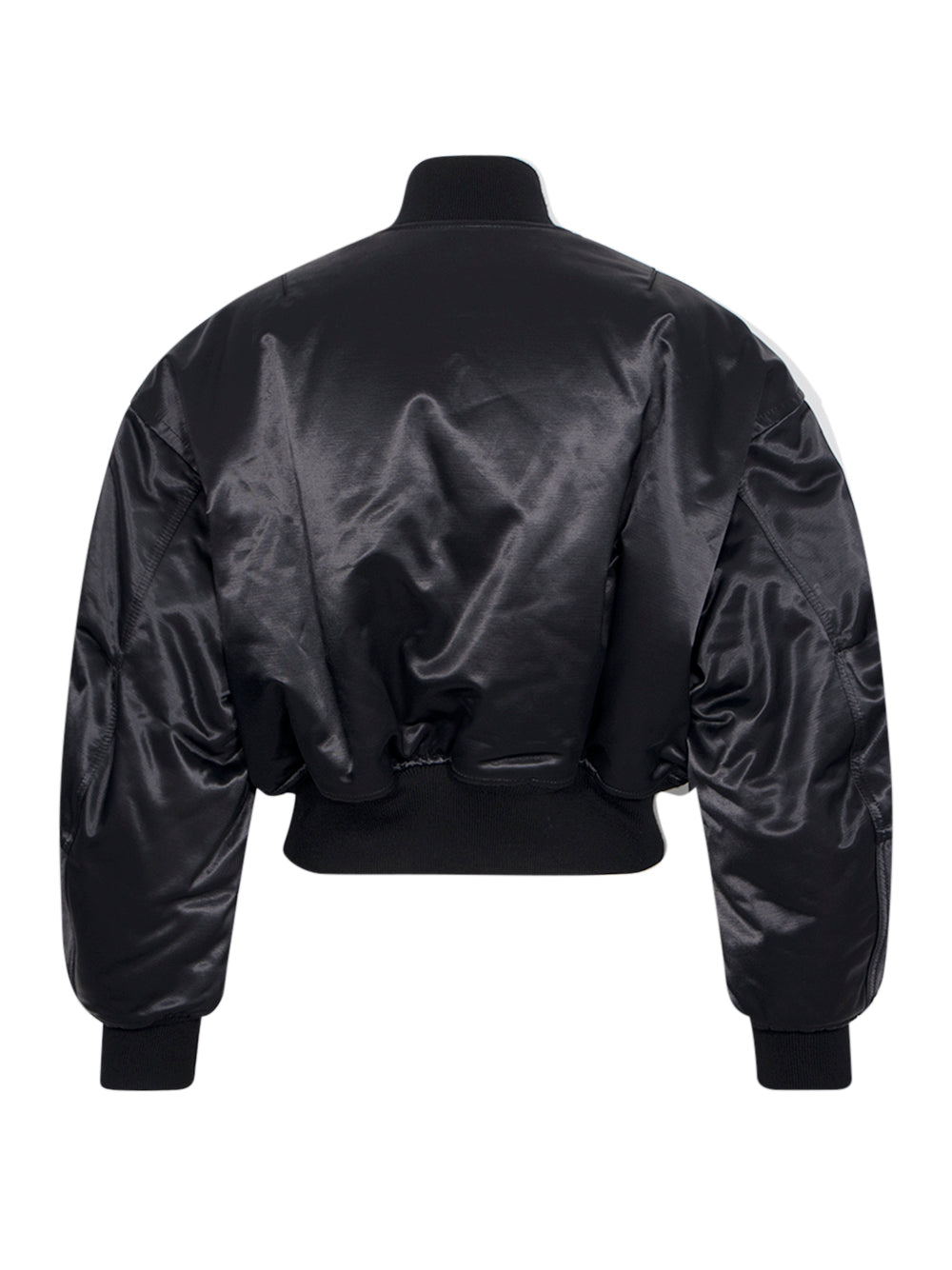 Bomber Jacket With Knit Combo And Slanted Pockets (Black)