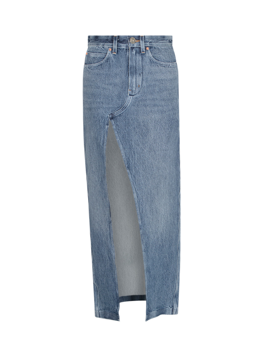 Bonded Seams Long Crossover Skirt (Vintage Medium Indigo)