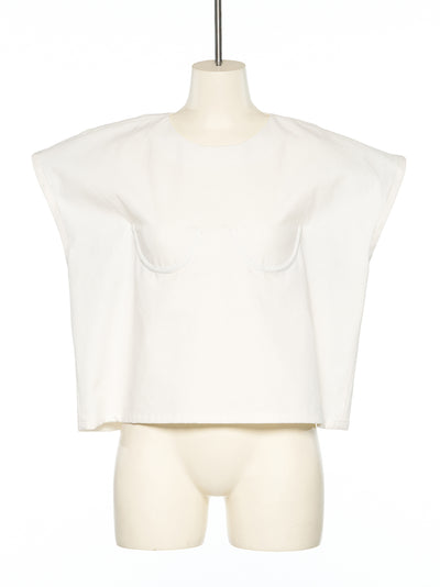 Bra Point Sleeveless Top (White)