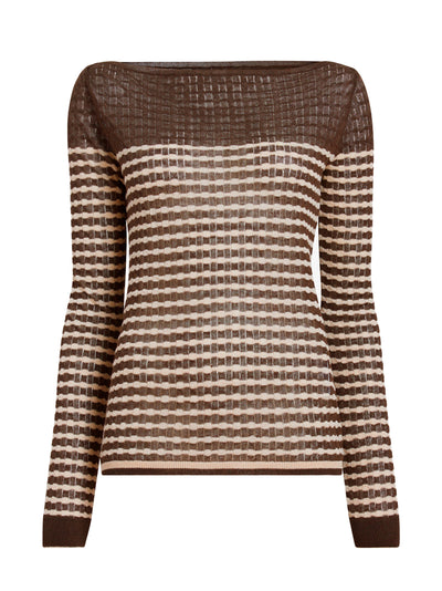 Britta Sweater In Breton Stripe (Wood/Chalk)