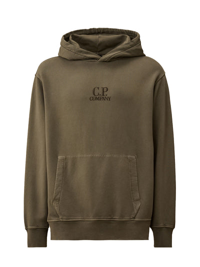 Brushed and Emerized Diagonal Fleece Hooded Logo Sweatshirt (Gunmetal)