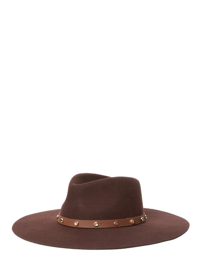 Brynn Studded Wool Fedora (Dark Espresso)