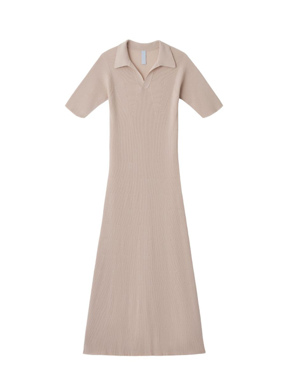 Bs Rib Short Sleeve Polo Dress (Light Beige)