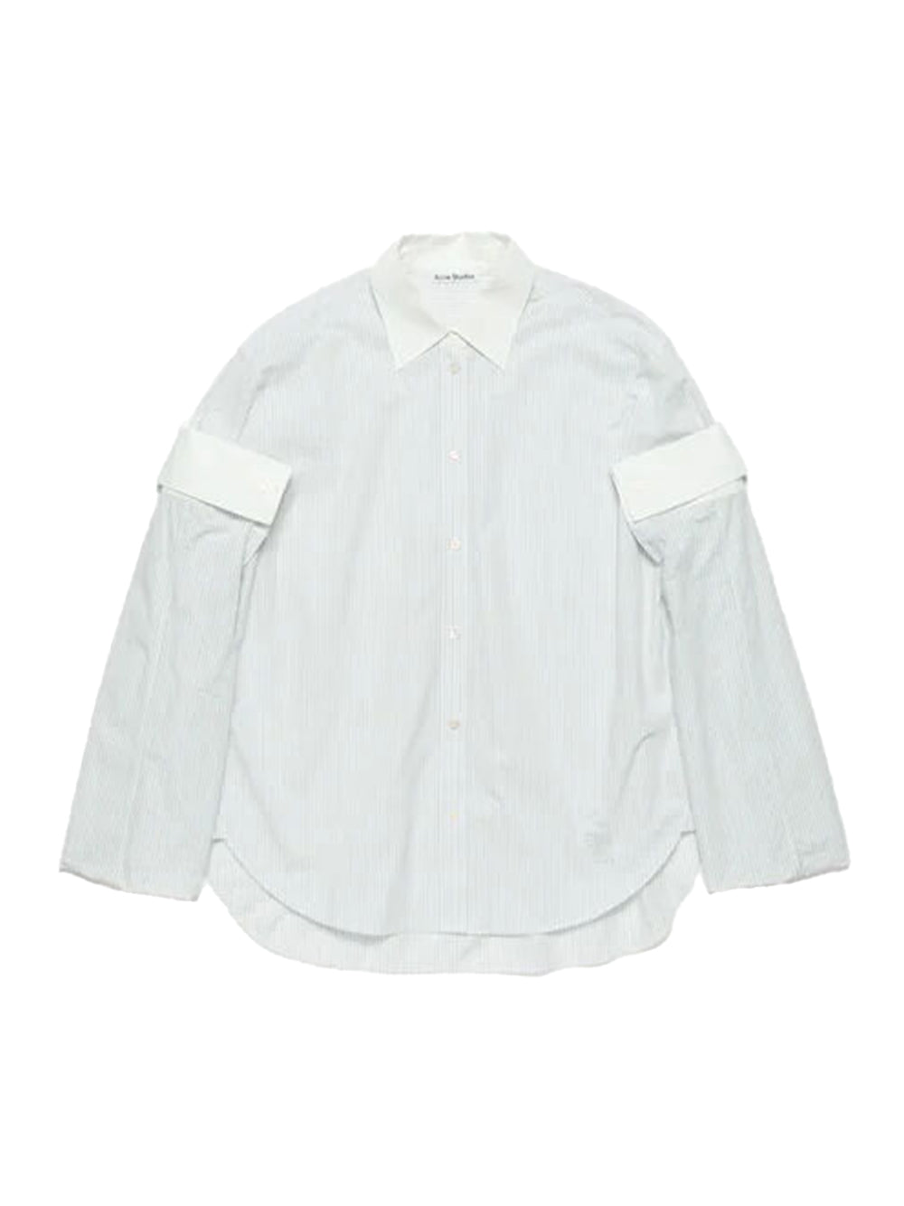Button-Up Layered Shirt (Olive Green/White)