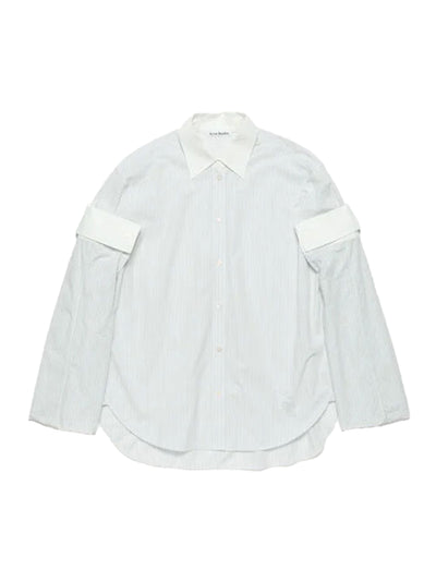 Button-Up Layered Shirt (Olive Green/White)