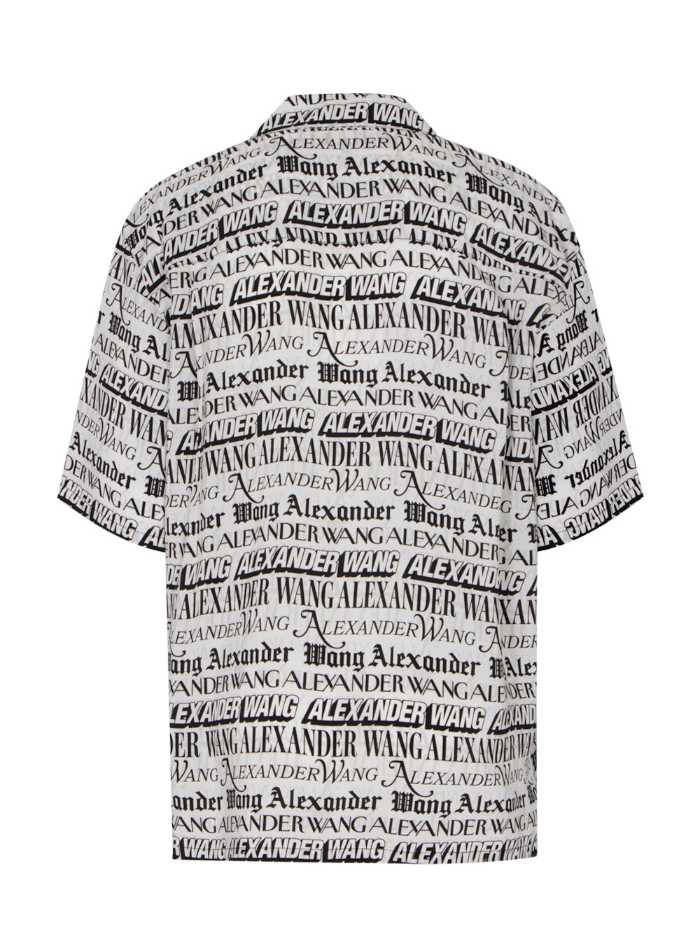 Button Down Camp Shirt W/ Newspaper Print (White/Black)