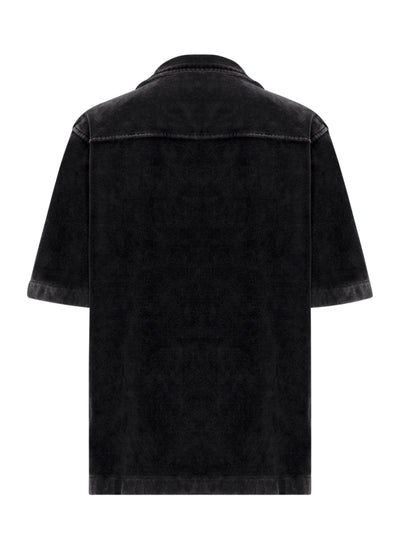 Button Down Shirt W/ Crystal Dragon Hotfix Washed Pepper