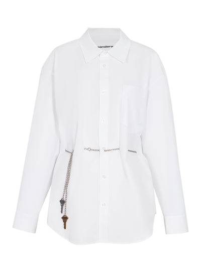 Button Up Shirt With Hardware (White)