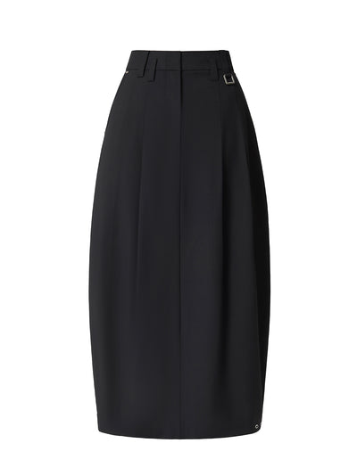 Pleated Midi Skirt Black