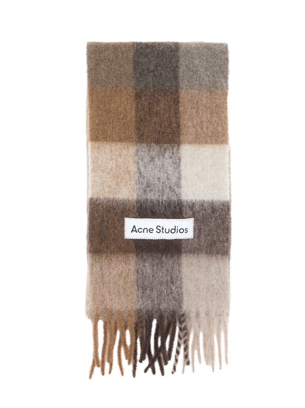 Check Fringe Scarf Dark Brown/White/Brown