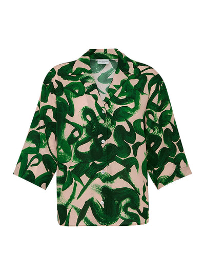 Swirls Print Shirt Green