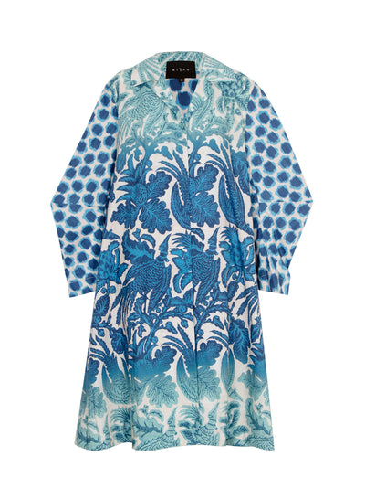 Mix Cotton Printed Oversized Ocean Blue