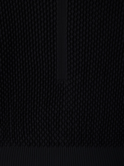 Lattice Stand Fall Collar Blouson (Black)