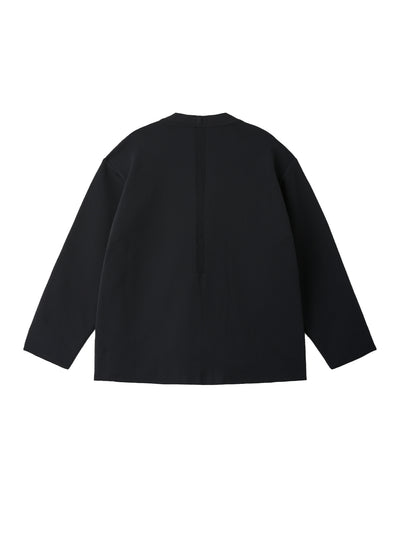 Milan Collarless Double Breasted Boxy Jacket (Black)