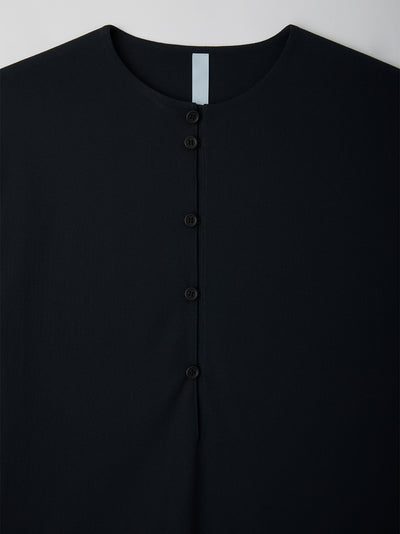 High Gauge Milan Loop Buttoned Pullover Shirt (Black)
