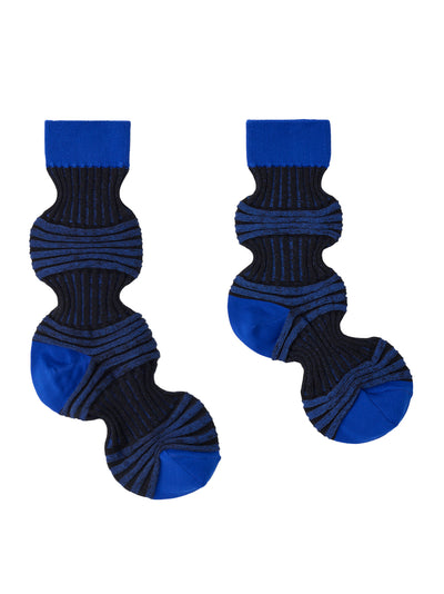Garter Rib Socks (Blue Multi)