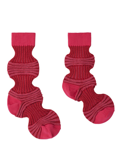 Garter Rib Socks (Vivid Pink Multi)