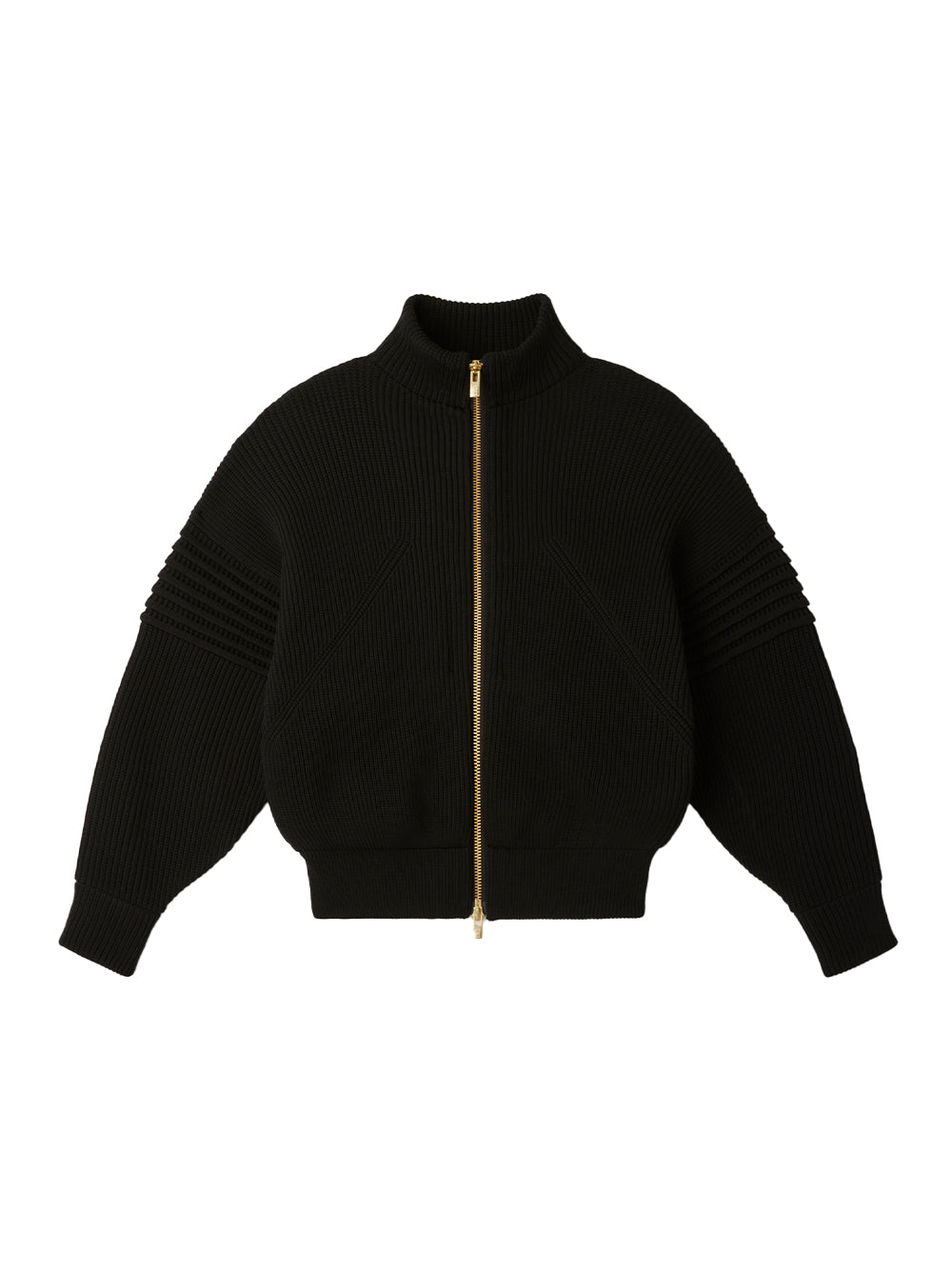 Low Gauge Highneck Zip Blouson Black