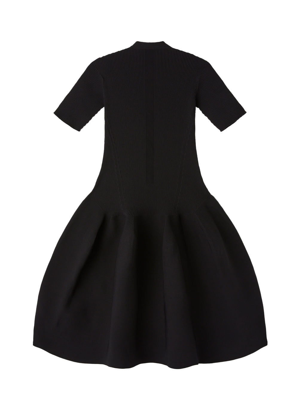 Pottery Hs Stand-Up Collar Short Sleeve Mini Dress (Black)