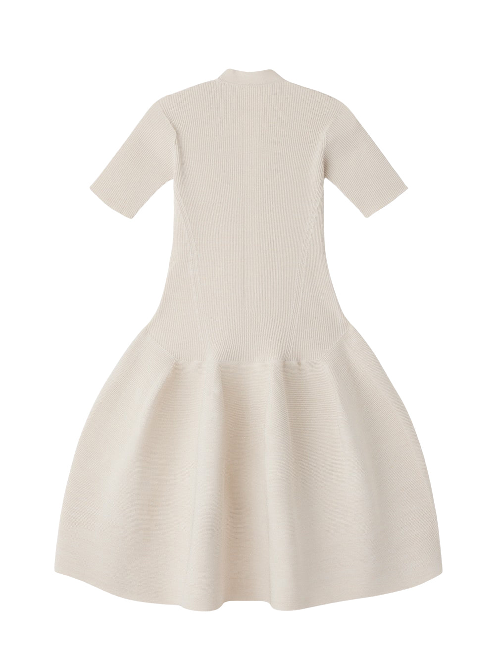 Pottery Hs Glitter Stand-Up Collar Short Sleeve Mini Dress (White-Gold)