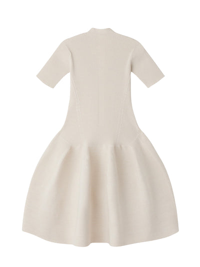 Pottery Hs Glitter Stand-Up Collar Short Sleeve Mini Dress (White-Gold)