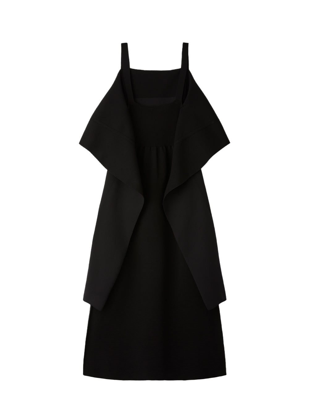 Ac Milan Rib Strap Drape Dress (Black)