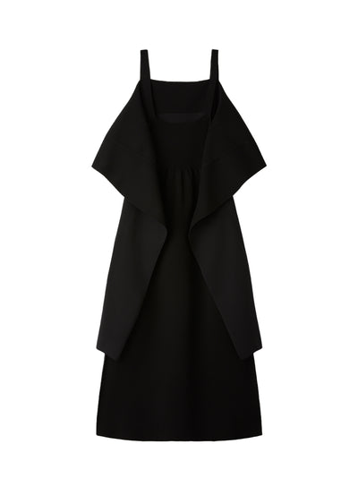 Ac Milan Rib Strap Drape Dress (Black)