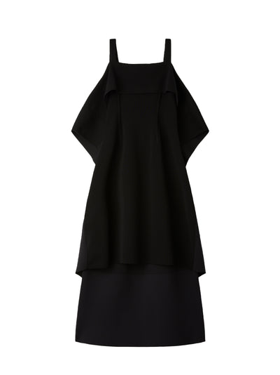 Ac Milan Rib Strap Drape Dress (Black)